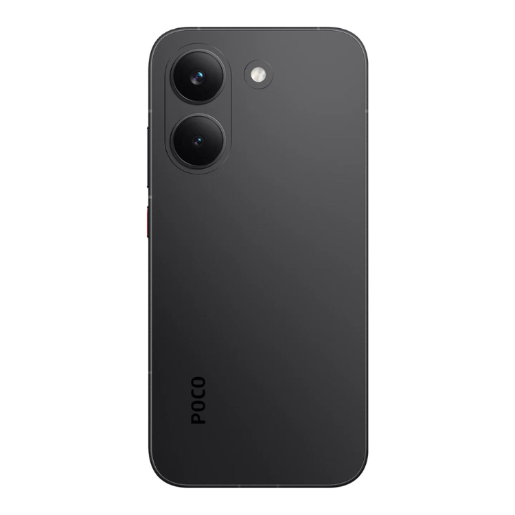 Smartphone POCO X8 Pro 5G preto, com duas câmaras e marca POCO na parte inferior.