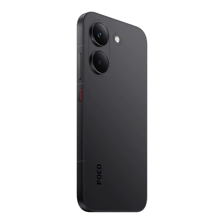 Smartphone POCO X8 Pro 5G preto, com duas câmaras traseiras e marca POCO na parte inferior.
