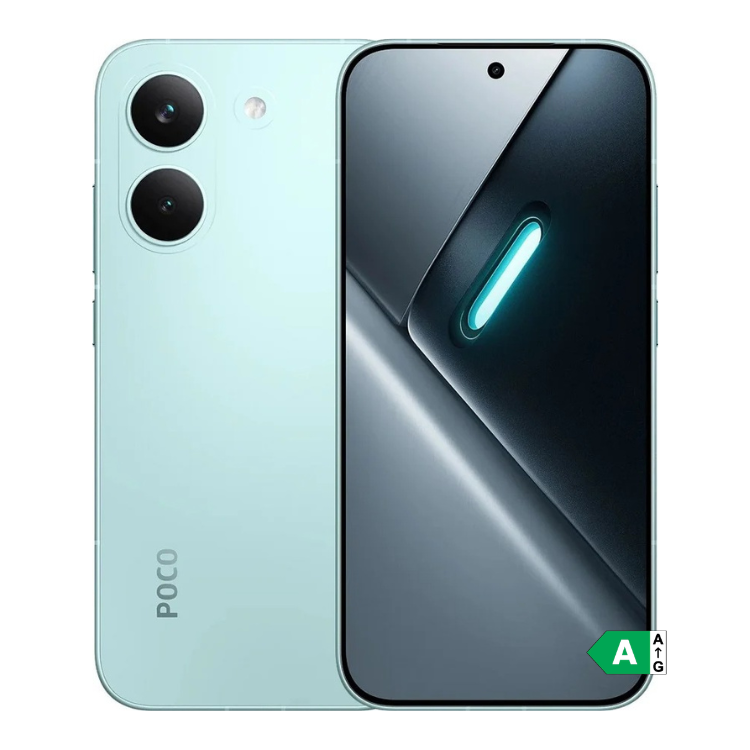 Smartphone POCO X8 Pro 5G verde, com ecrã AMOLED e duas câmaras traseiras.