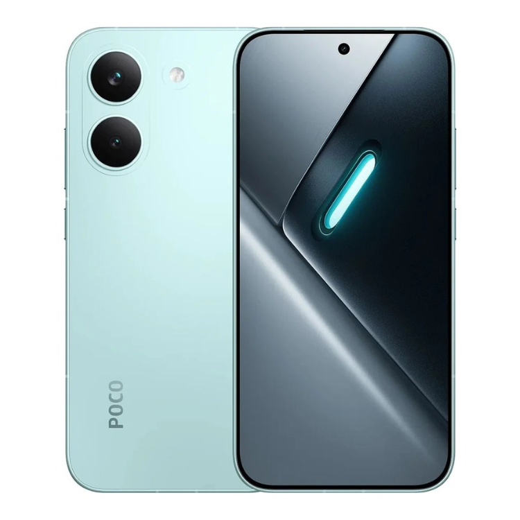 Smartphone POCO X8 Pro 5G verde, com ecrã AMOLED e duas câmaras traseiras.