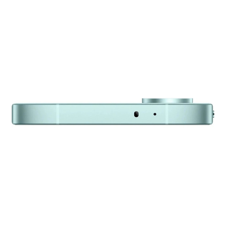 Smartphone Poco X8 Pro 5G, verde, lado lateral com câmara e microfone.
