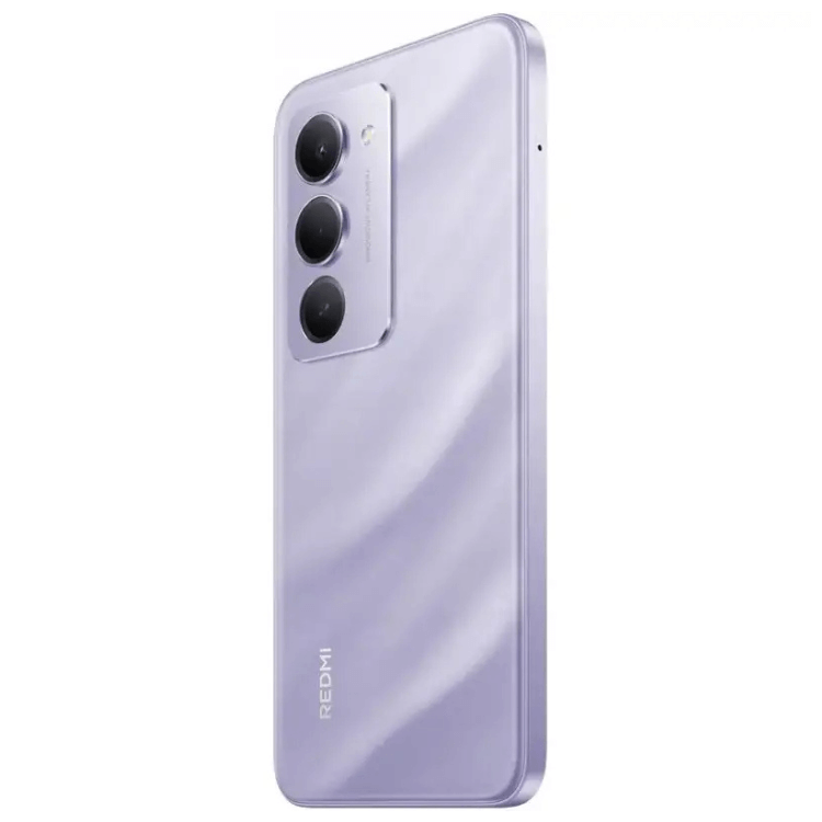 Smartphone Xiaomi Redmi 15 Roxo, 3 câmeras traseiras, logotipo Redmi na parte inferior.