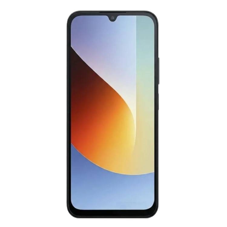 Smartphone Xiaomi Redmi A7 Pro azul com ecrã colorido ligado.