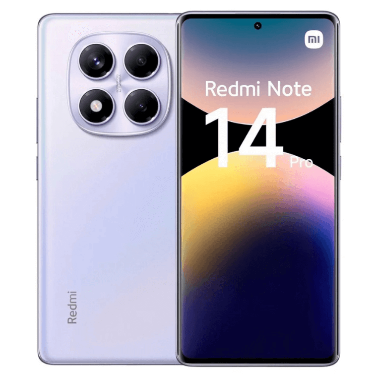 Smartphone Xiaomi Redmi Note 14 Pro, roxo, 12GB/512GB, câmara tripla, ecrã 6.67 polegadas.