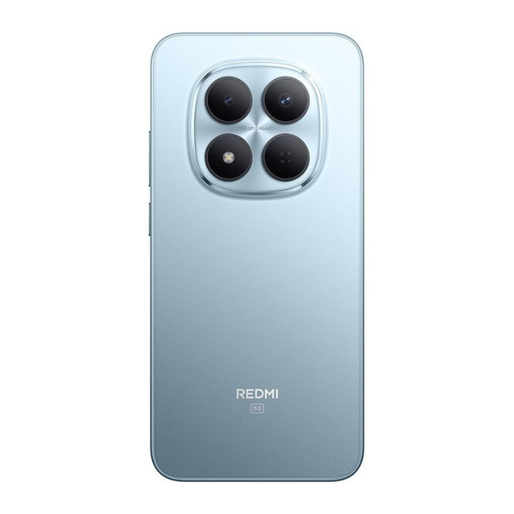 Smartphone Xiaomi Redmi Note 15 Pro 5G, azul, quatro câmeras traseiras, logotipo Redmi e 5G.