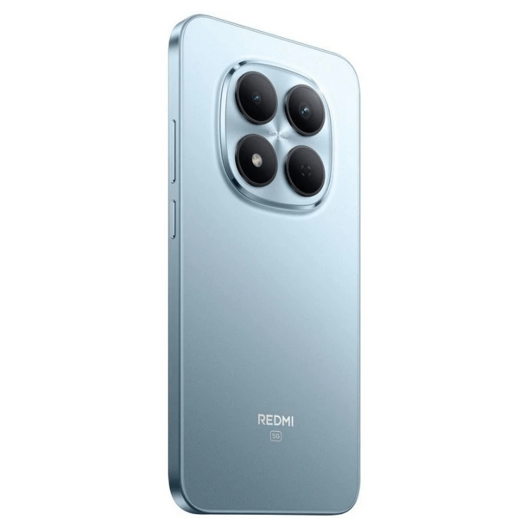 Smartphone Xiaomi Redmi Note 15 Pro 5G, azul, 4 câmeras traseiras, logotipo Redmi e 5G na parte inferior.