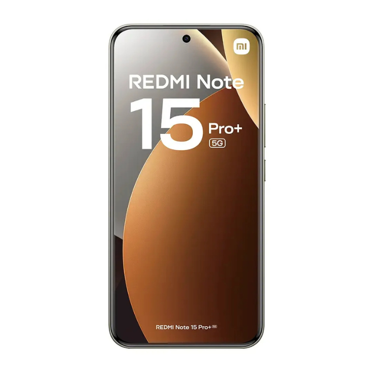 Smartphone Xiaomi Redmi Note 15 Pro+ 5G castanho, com ecrã e logótipo Redmi.