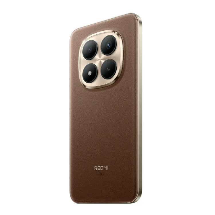 Smartphone Xiaomi Redmi Note 15 Pro+ 5G castanho, 4 câmeras traseiras, logotipo Redmi na parte inferior.