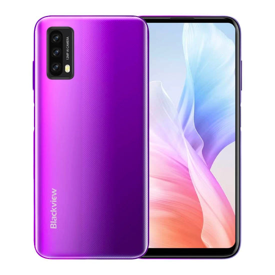 Smartphone Blackview A90 roxo, 4GB/64GB, câmara tripla, ecrã 6.39 polegadas.