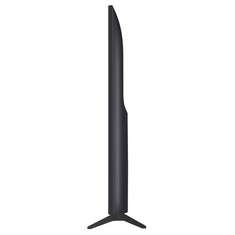 TV LG QNED70 2025, 43", preto, lateral.