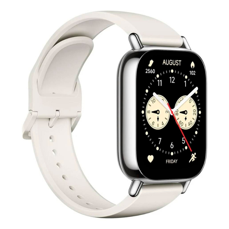 Smartwatch Xiaomi Redmi Watch 5 Lite com pulseira branca e ecrã preto.