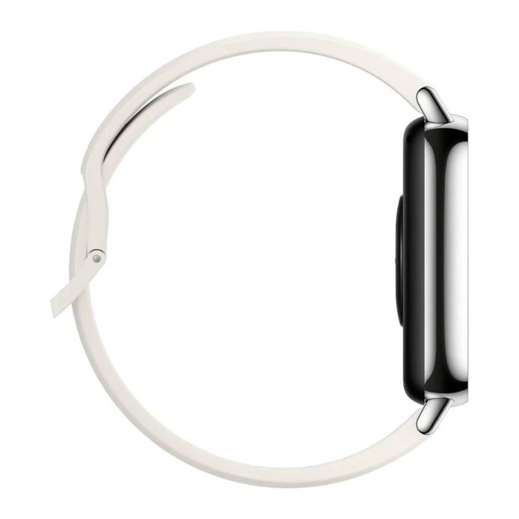 Smartwatch Xiaomi Redmi Watch 5 Lite dourado com pulseira branca.