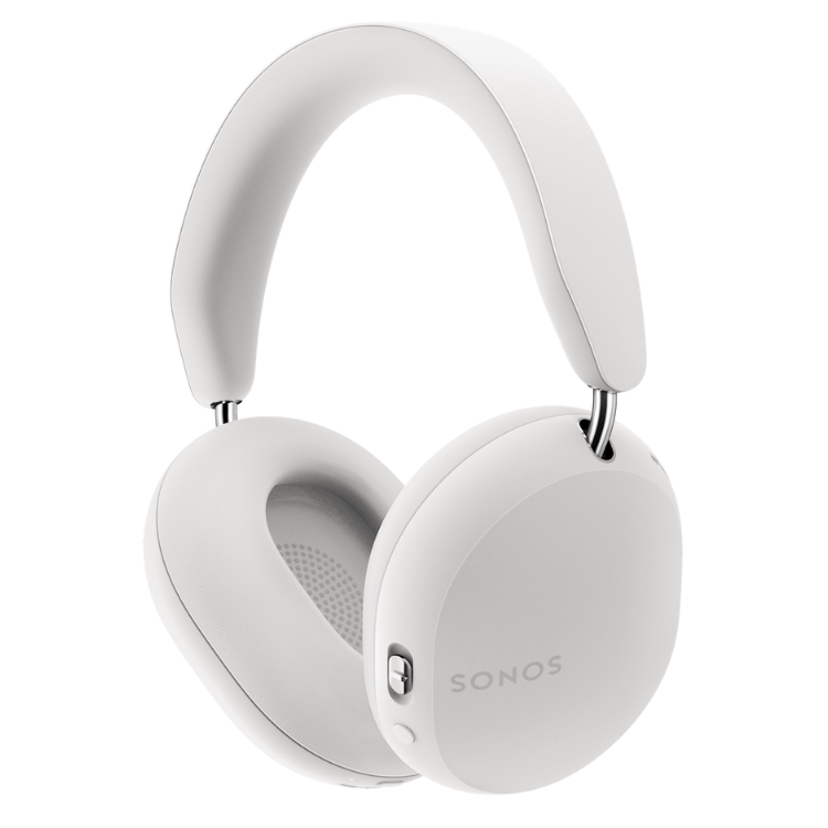 White Sonos Ace Bluetooth ANC headphones with silver accents.