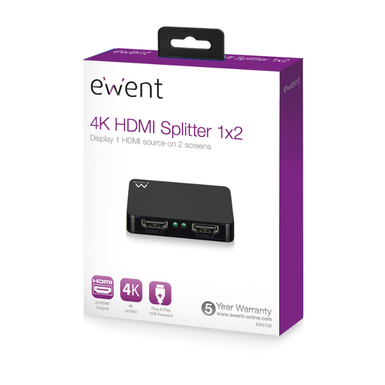 Splitter HDMI Ewent 4K 1x2