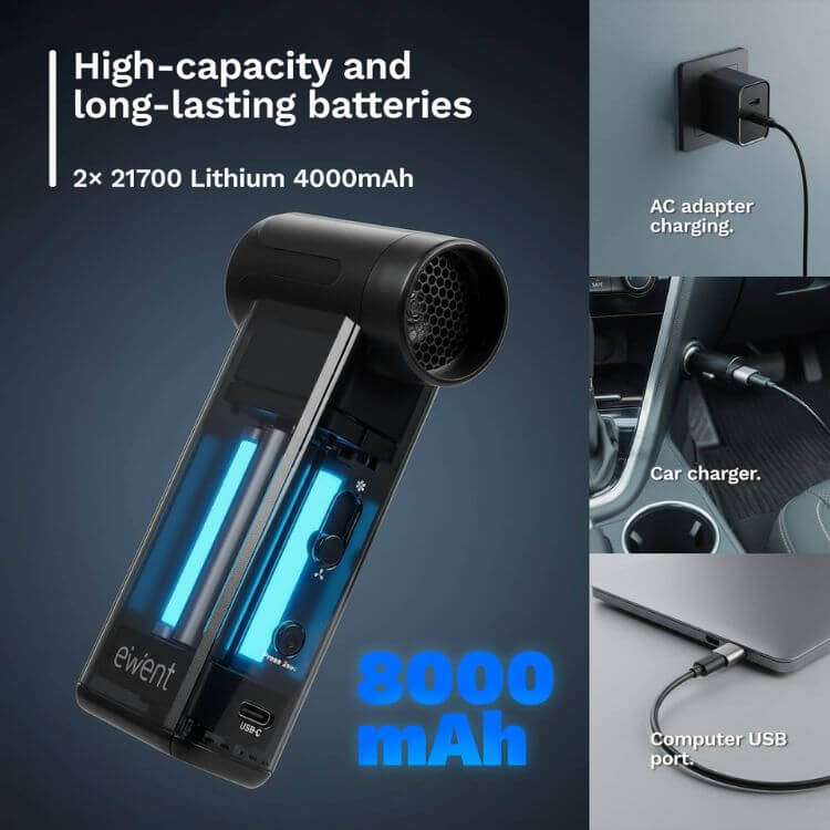 Soprador Aspirador e Insuflador Elétrico Ewent EW5682 8000mAh 180W 180000RPM
