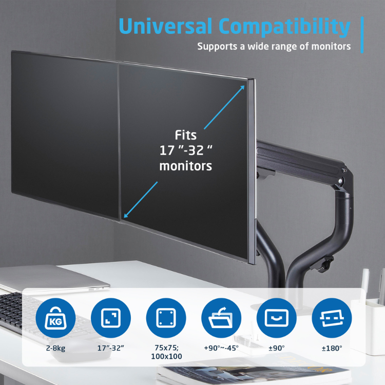 Ewent Dual-Monitor-Tischhalterung 17"-32"