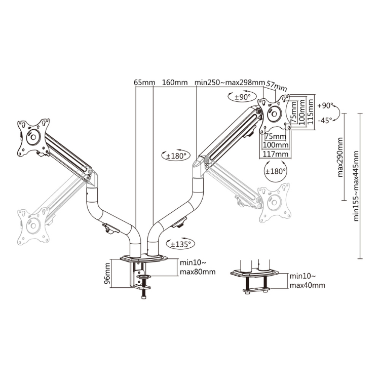 Ewent Dual-Monitor-Tischhalterung 17"-32"