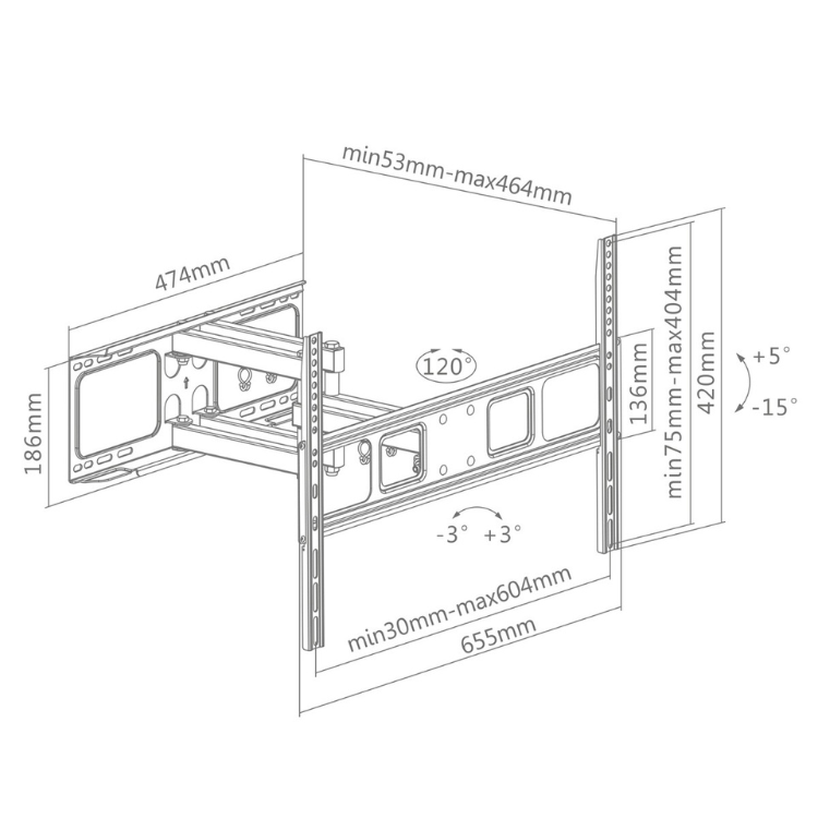 Suporte Parede Ewent Full Motion TV XL 37-80"