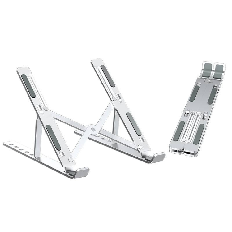 Ewent silver laptop stand, foldable, aluminum, for 15.6" laptops.