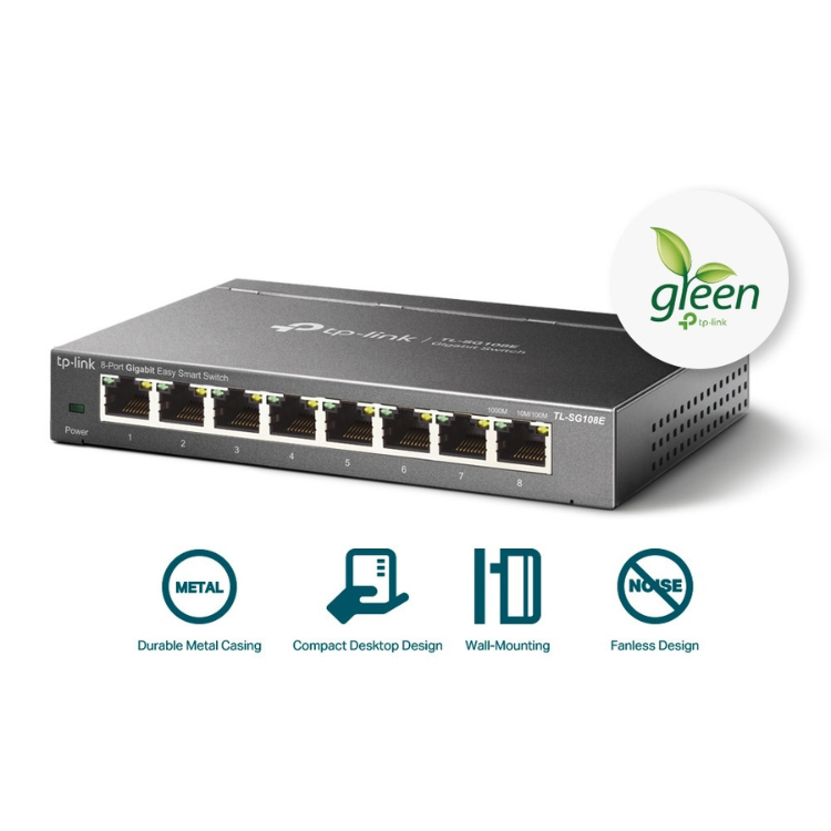 Switch TP-Link TL-SG108E 8 Portas 10/100/1000 Mbps