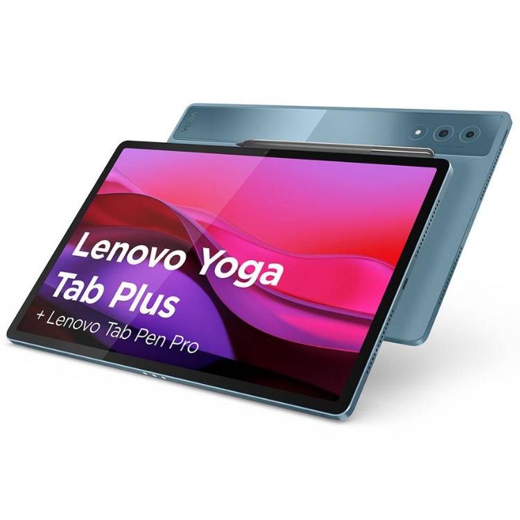 Tablet Lenovo Yoga Tab Plus azul 12.7 polegadas com caneta e teclado.