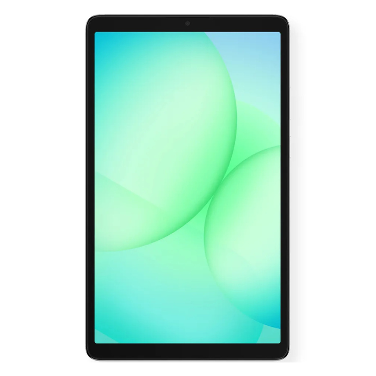 Tablet Samsung Galaxy Tab A11 prata, ecrã multicolores.