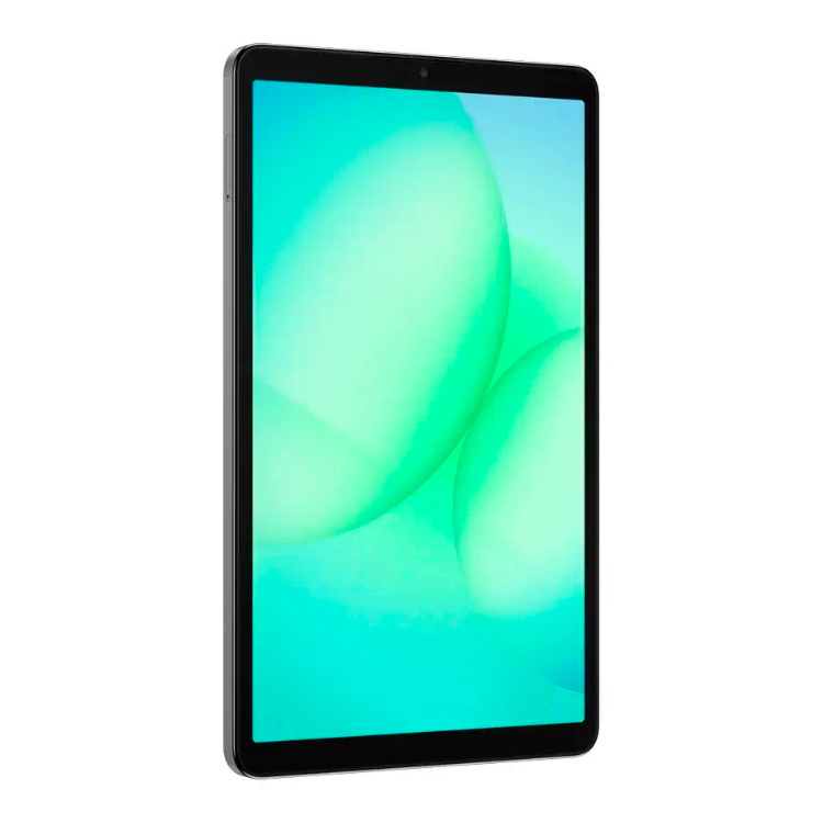 Tablet Samsung Galaxy Tab A11 cinzento com ecrã de cores vibrantes.
