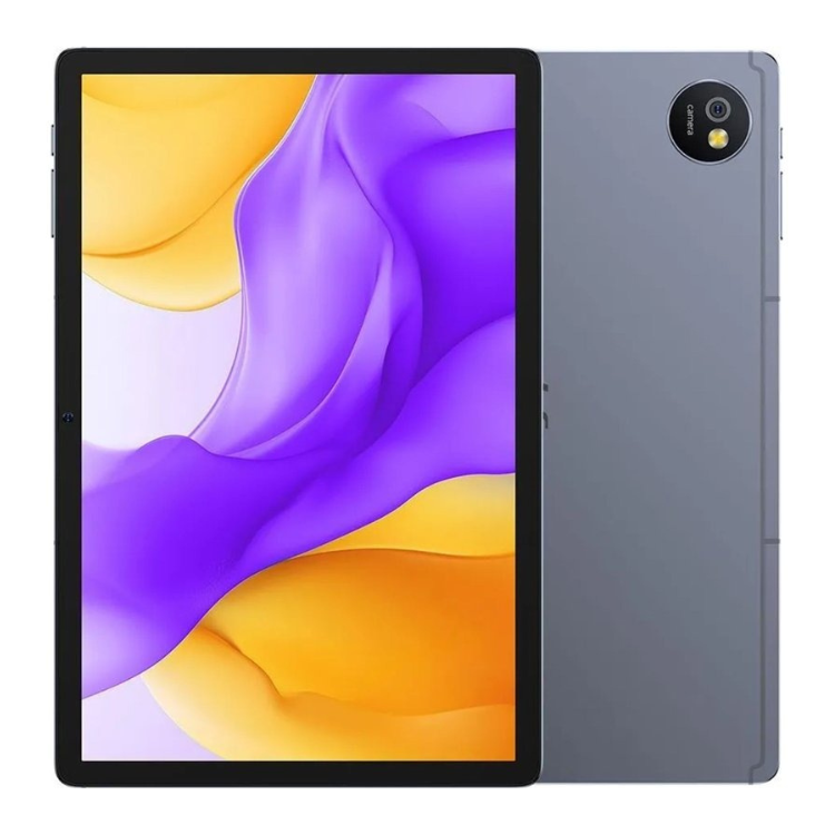 Tablet Ulefone Tab A10 cinzento 10.1" com ecrã colorido e câmera traseira.