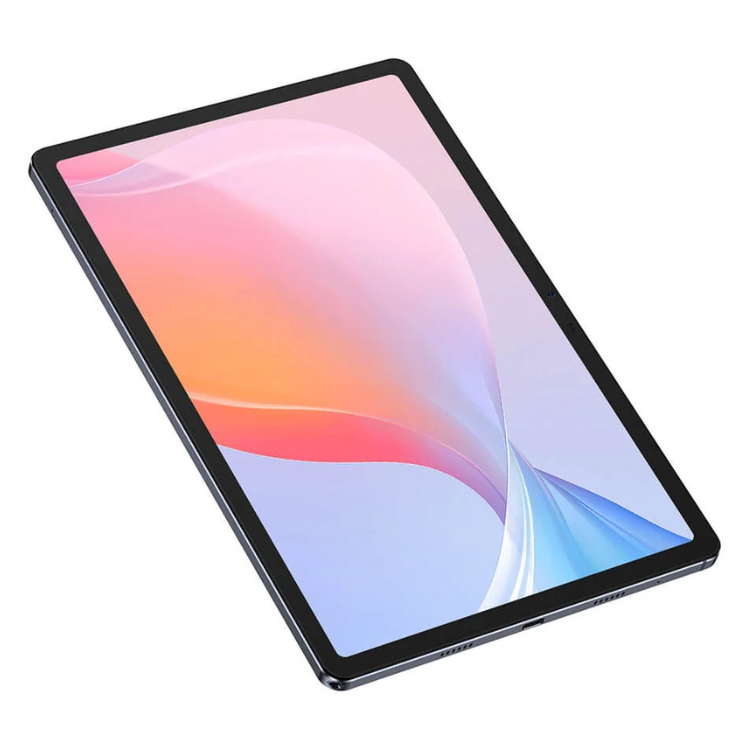 Tablet Ulefone Tab A11 cinzento com ecrã de 11 polegadas e interface colorida.
