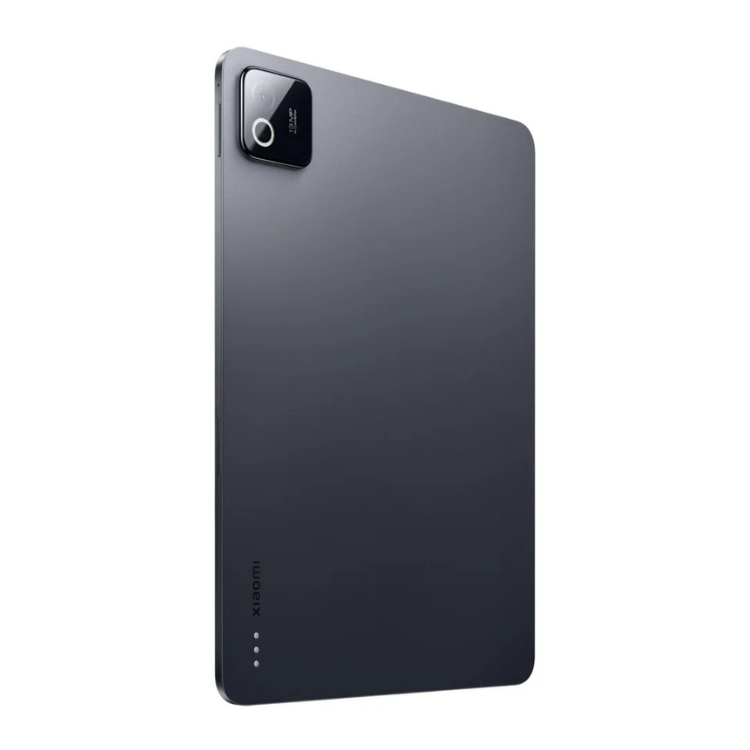 Tablet Xiaomi Pad 8 cinzento, 11 polegadas, com câmera traseira e logotipo Xiaomi na parte inferior.