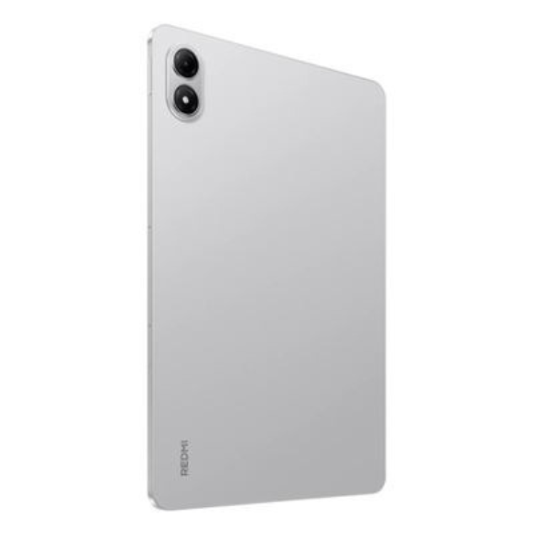 Tablet Xiaomi Redmi Pad 2 Pro prata com duas câmaras e logotipo Redmi na parte inferior.