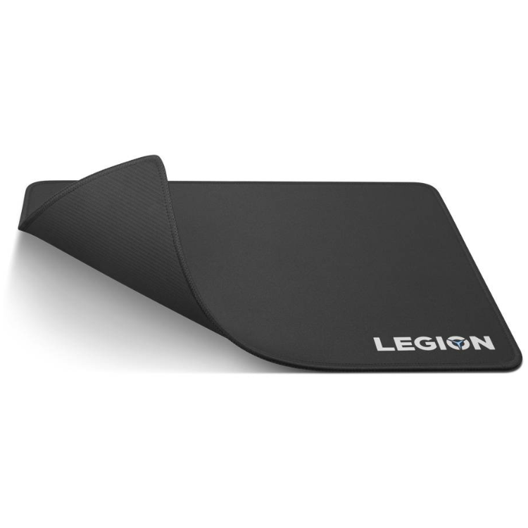 Black gaming mousepad, Lenovo Legion, cloth surface, 3mm thick.