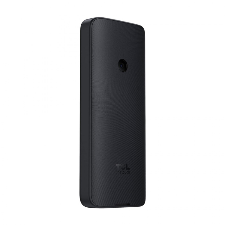 Telemóvel TCL OneTouch 4021 preto, com câmara e logótipo TCL na parte inferior.