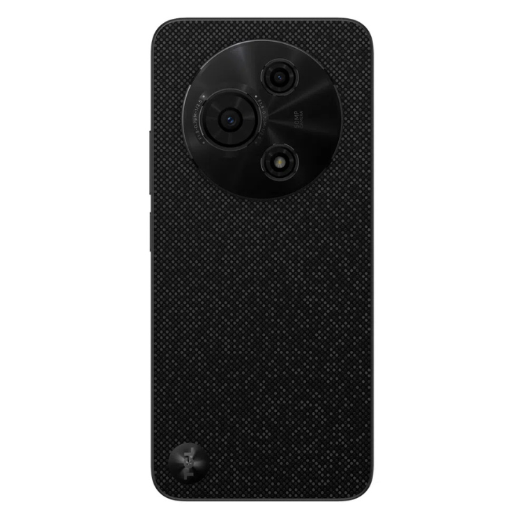 TCL 605 smartphone preto com câmera tripla e logotipo TCL na parte inferior.