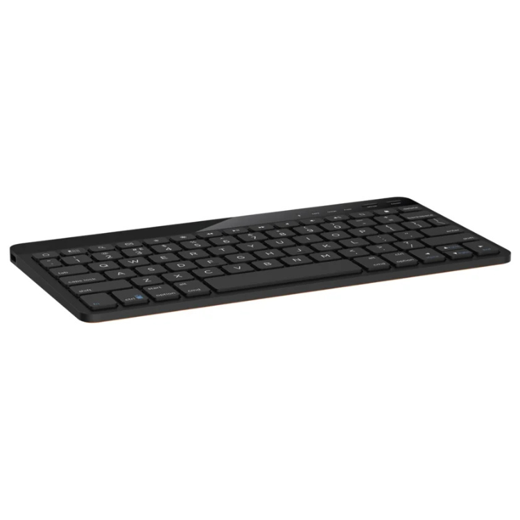 Black TCL Bluetooth keyboard with white lettering