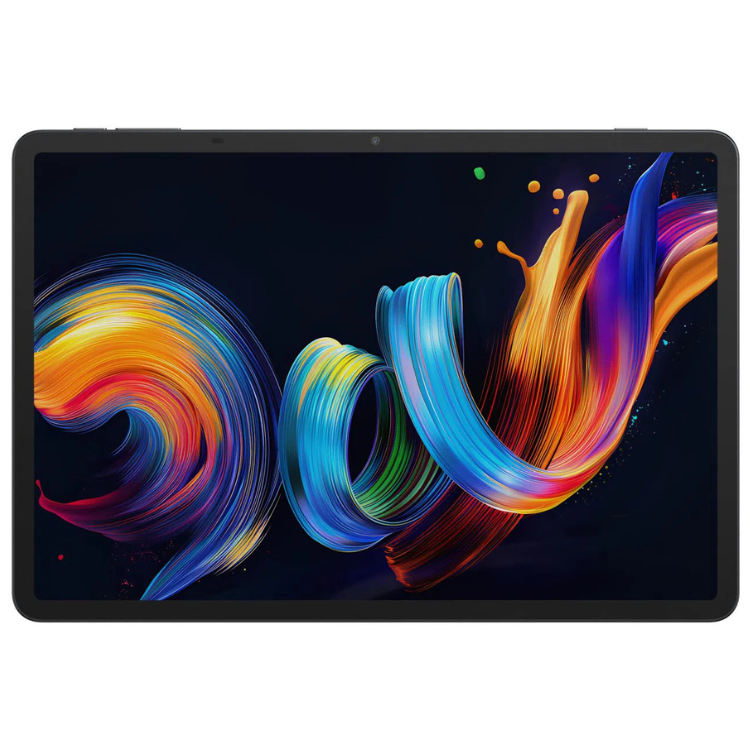 Tablet TCL NXTPAPER 11 Plus cinzento, ecrã colorido com ondas de pintura.