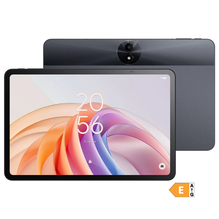 Tablet TCL Tab 11 FE cinzento com ecrã colorido e câmara traseira.