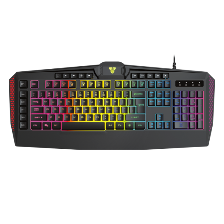 Fantech Booster K513 RGB gaming keyboard, black with rainbow backlight.