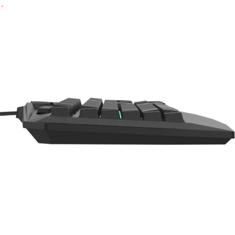 Black Fantech gaming keyboard with RGB lights, angled view.