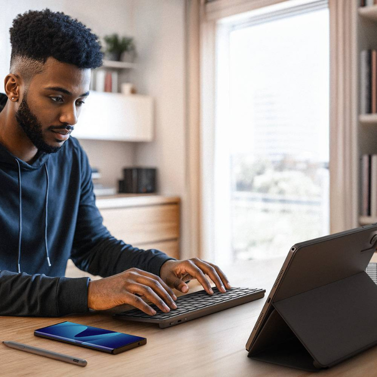 Teclado Lenovo Multi-Device Wireless Tab PT Cinzento