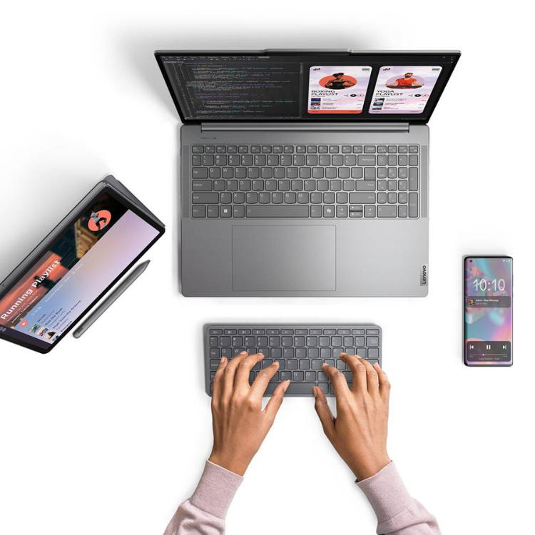 Teclado Lenovo Multi-Device Wireless Tab PT Cinzento