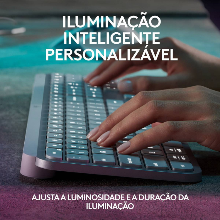 Logitech MX Keys S keyboard, pale grey, Bluetooth, Portuguese layout.