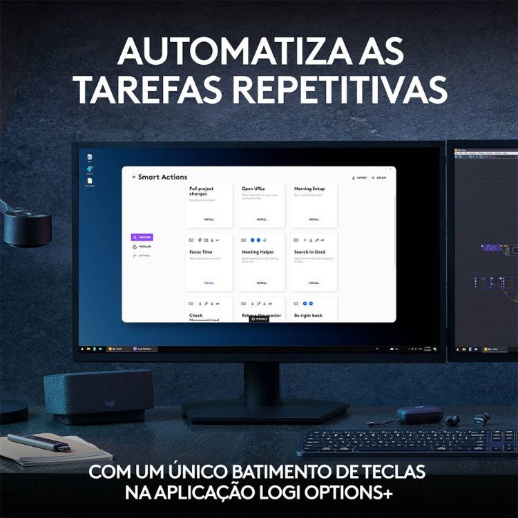 Teclado Logitech MX Keys S Bluetooth PT Graphite + Rato Óptico Logitech MX Master 3s Wireless/Bluetooth