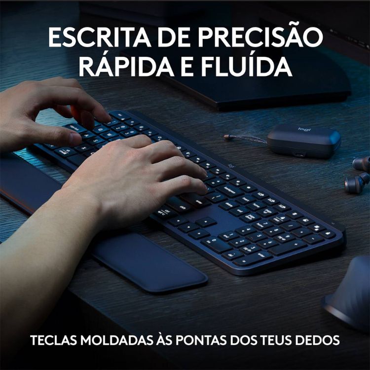 Teclado Logitech MX Keys S Bluetooth PT Graphite + Rato Óptico Logitech MX Master 3s Wireless/Bluetooth