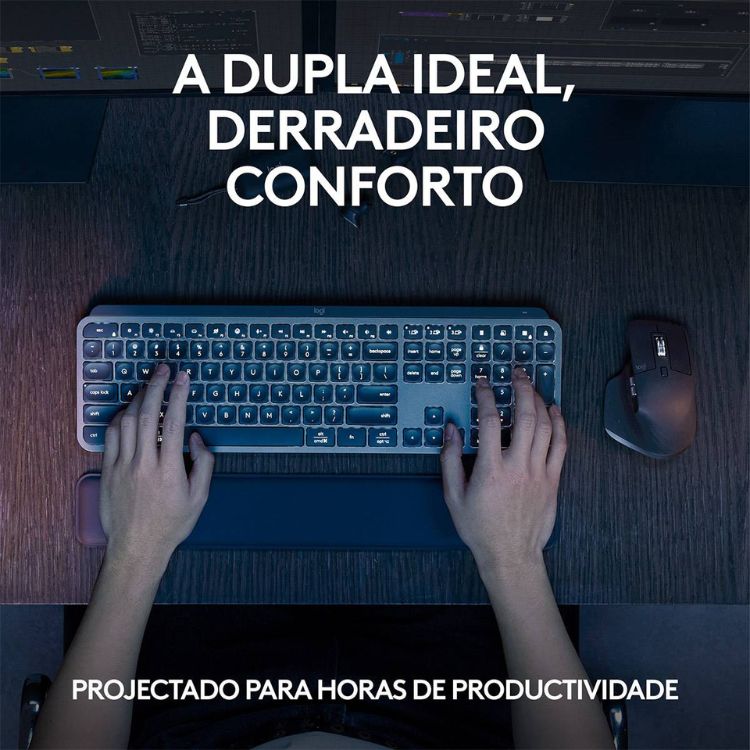 Teclado Logitech MX Keys S Bluetooth PT Graphite + Rato Óptico Logitech MX Master 3s Wireless/Bluetooth