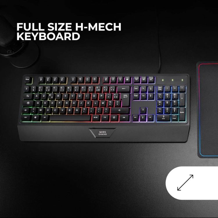 Teclado Mars Gaming MK124 FRGB H-Mech Preto
