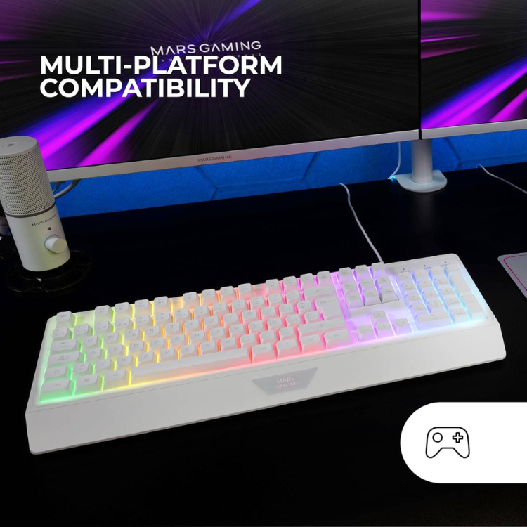 Teclado Mars Gaming MK124 FRGB H-Mech PT Branco