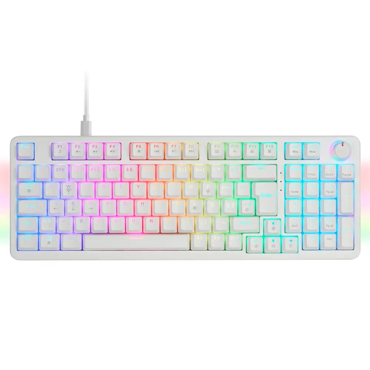 Mars Gaming MKPROYPT RGB mechanical keyboard, white, rainbow backlight.
