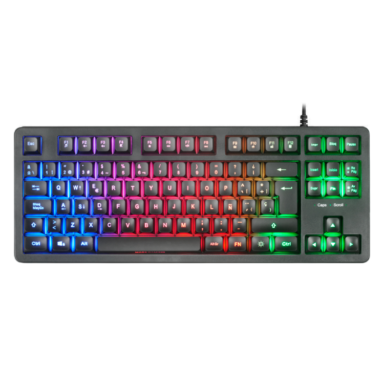 Teclado Mars Gaming MK023 TKL FRGB Rainbow H-Mech Red Switch PT Preto