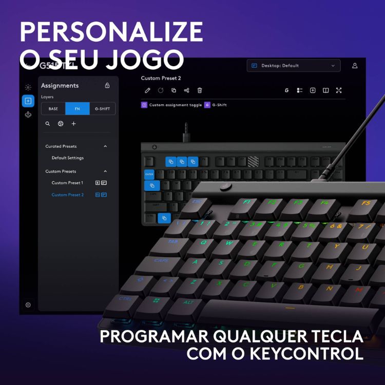 Teclado Mecânico Logitech G515 TKL RGB PT GL Tactile Preto